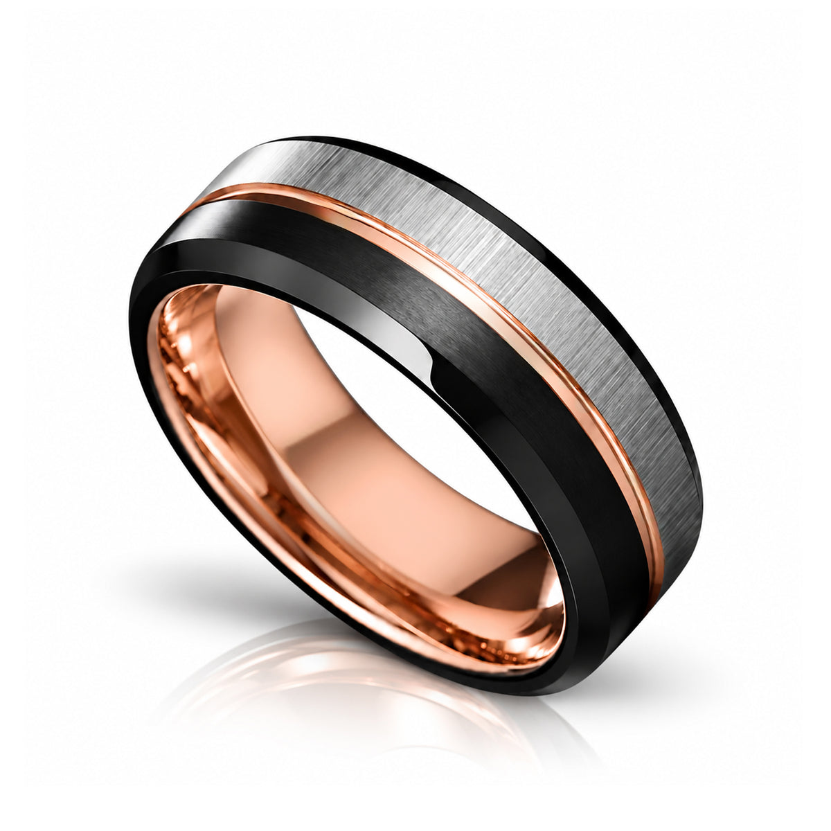 BLACKFORGE – Black & Gold Brushed Tungsten Ring – 8mm