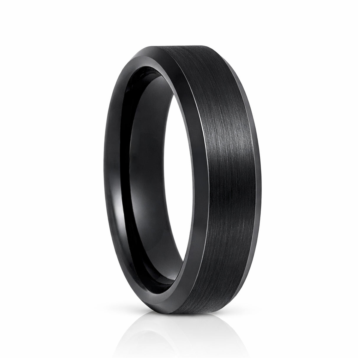 6mm -10mm Black Tungsten Carbide Wedding Ring with Brushed Center