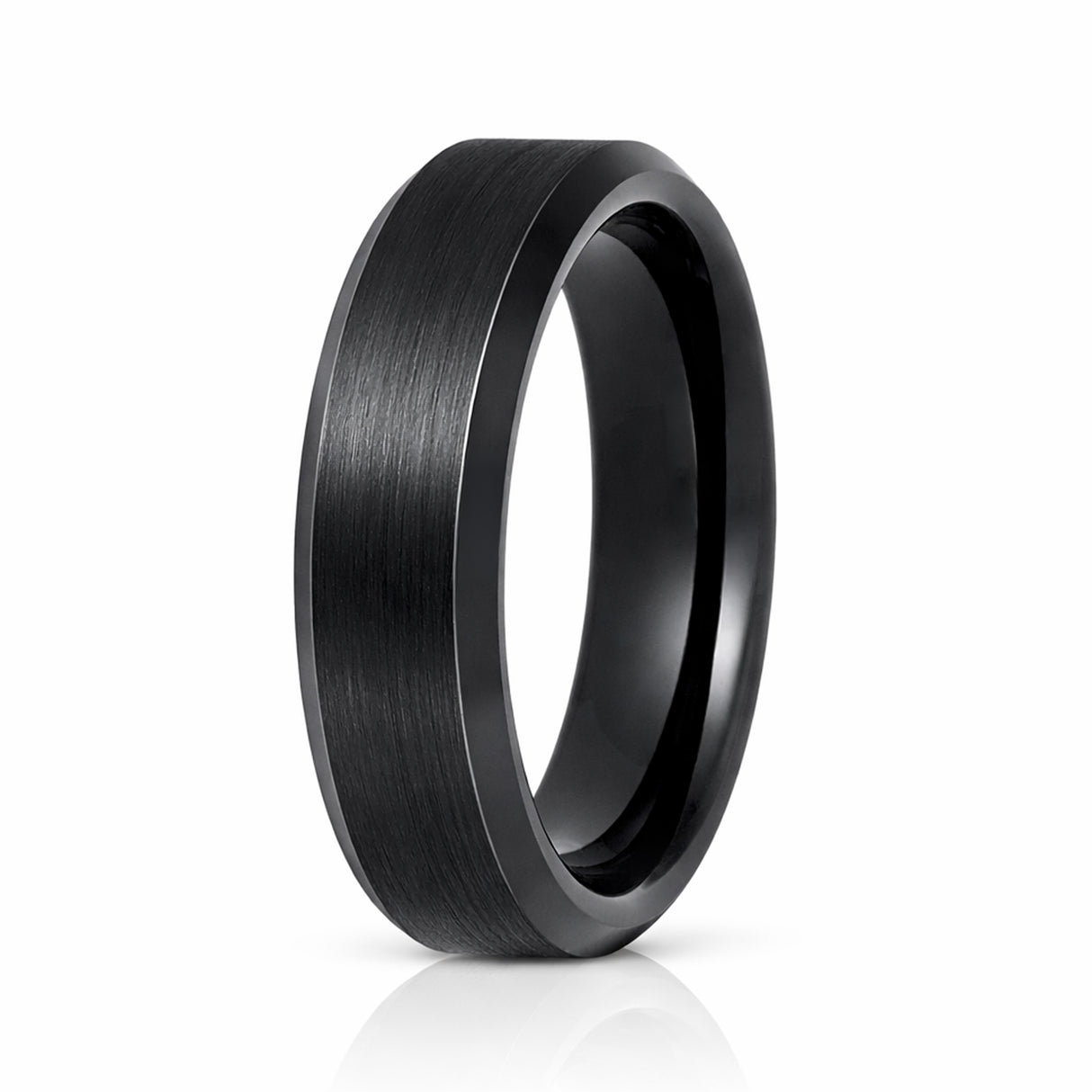 6mm -10mm Black Tungsten Carbide Wedding Ring with Brushed Center