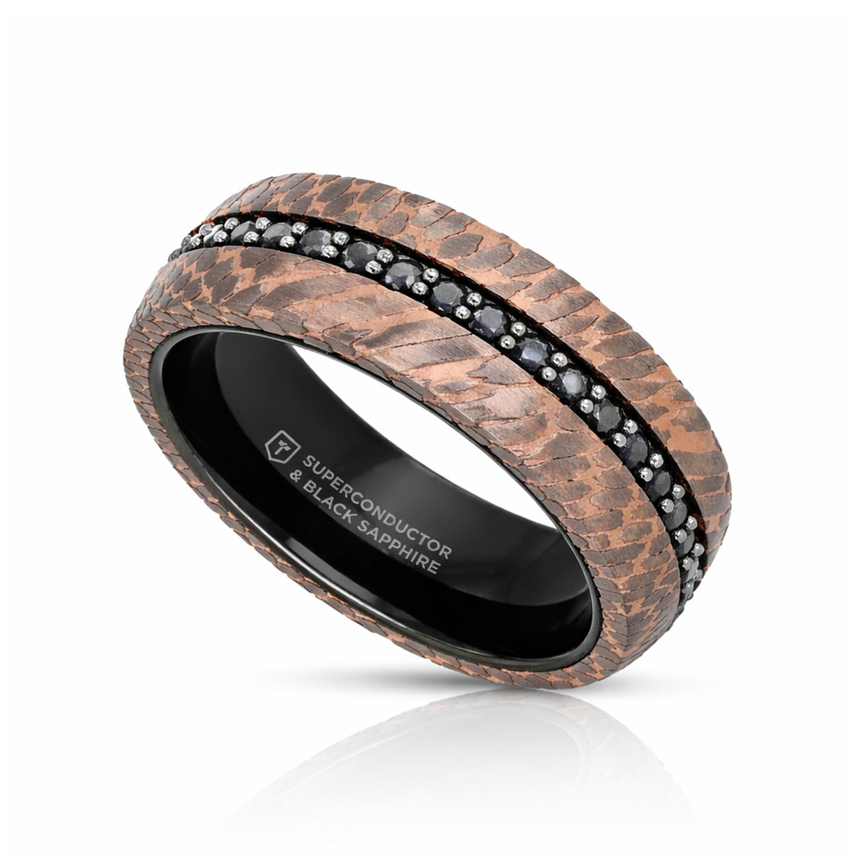 CHARGER Black Tungsten Ring with Superconductor Finish and Black Sapphires - 8mm