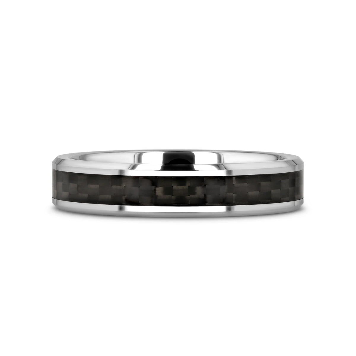 MAXIMUS Black Carbon Fiber Inlay Tungsten Carbide Wedding Band - 4mm - 12mm