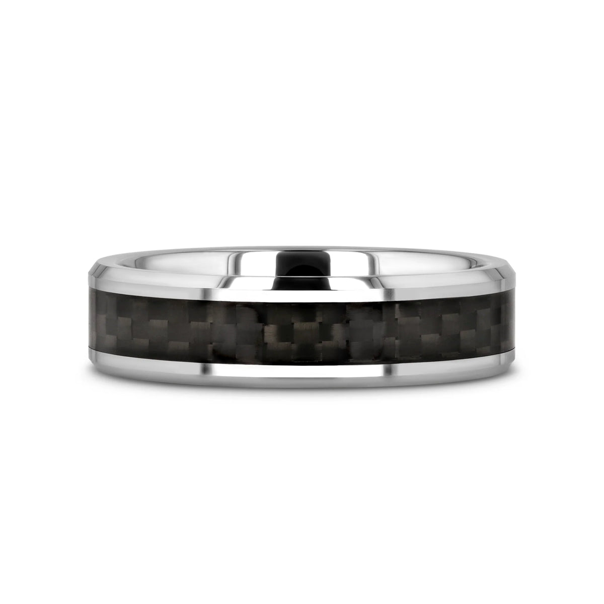 MAXIMUS Black Carbon Fiber Inlay Tungsten Carbide Wedding Band - 4mm - 12mm