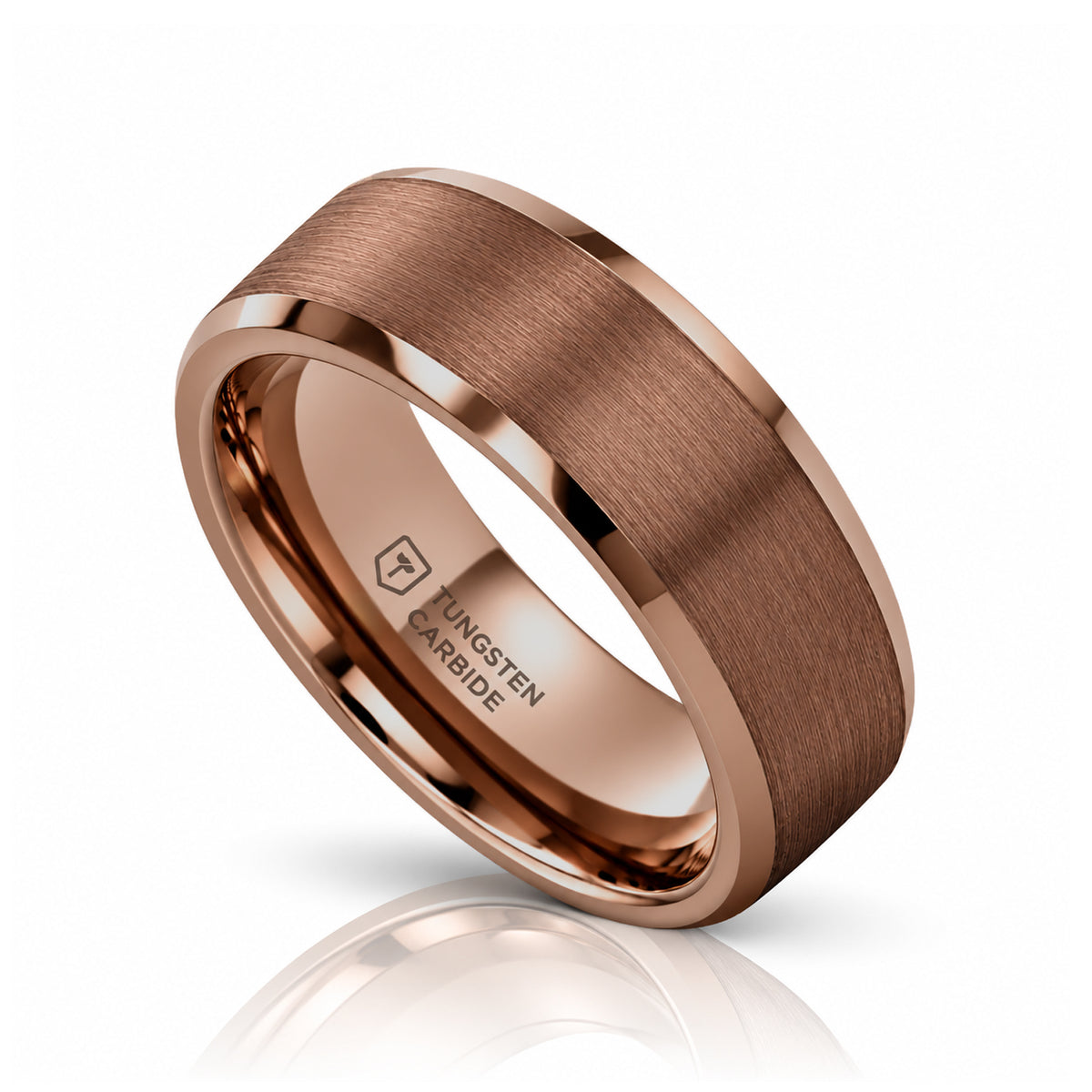 ROKA 8mm Espresso Tungsten Carbide Wedding Band with Brushed Center