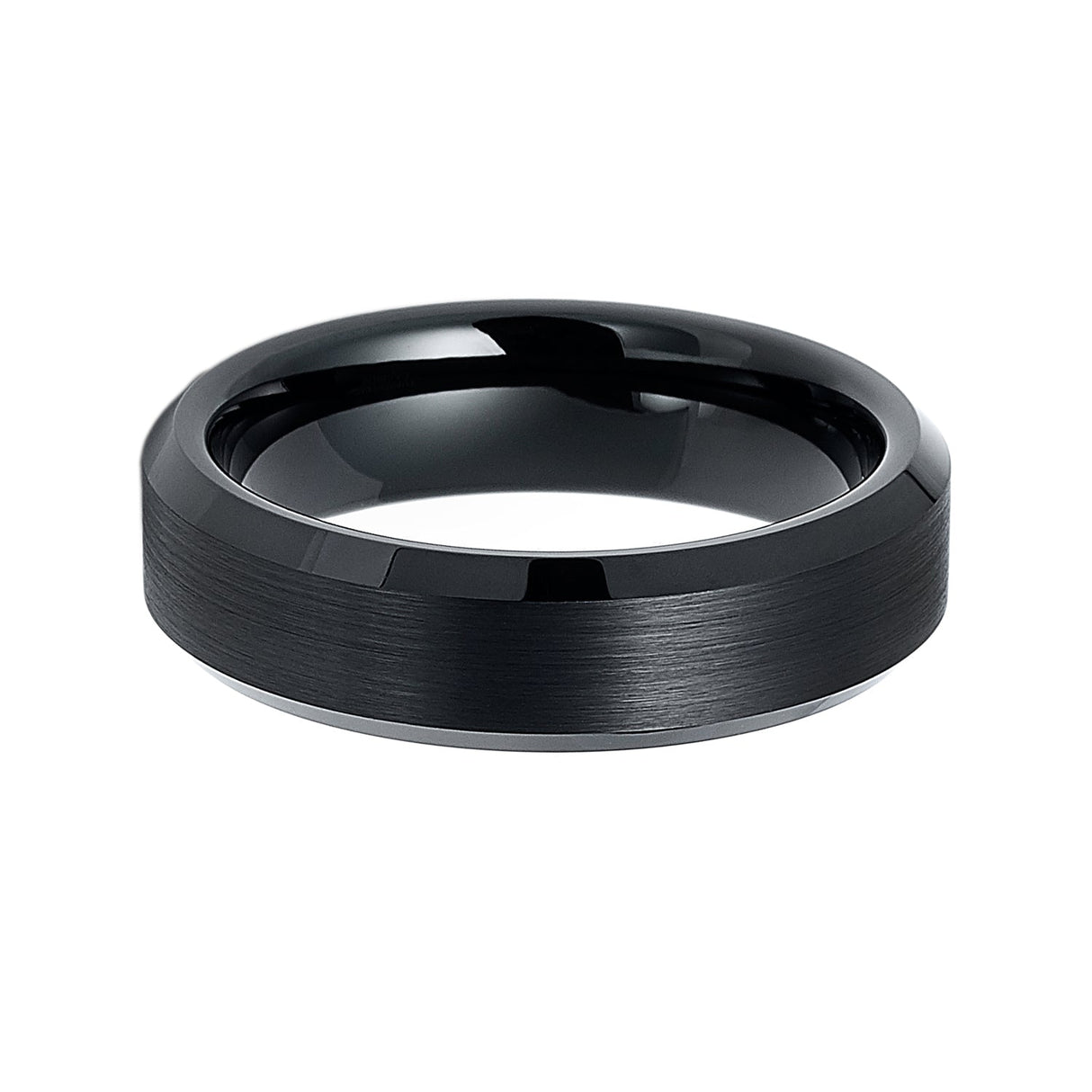 6mm -10mm Black Tungsten Carbide Wedding Ring with Brushed Center