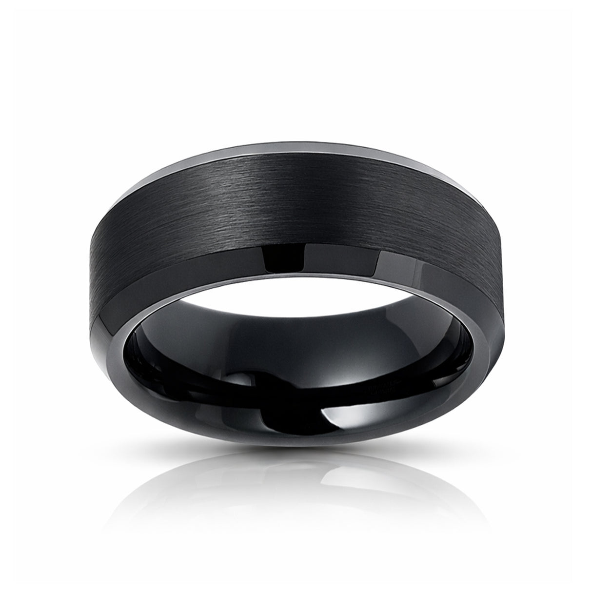 6mm -10mm Black Tungsten Carbide Wedding Ring with Brushed Center