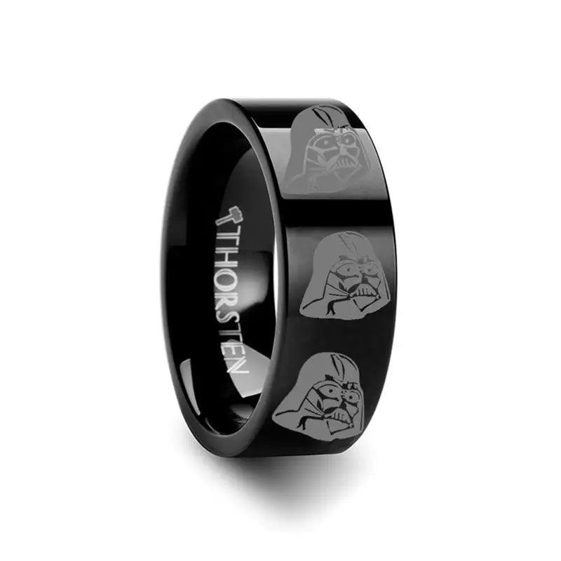 Darth Vader Star Wars Black Tungsten Engraved Ring - 10mm - 12mm