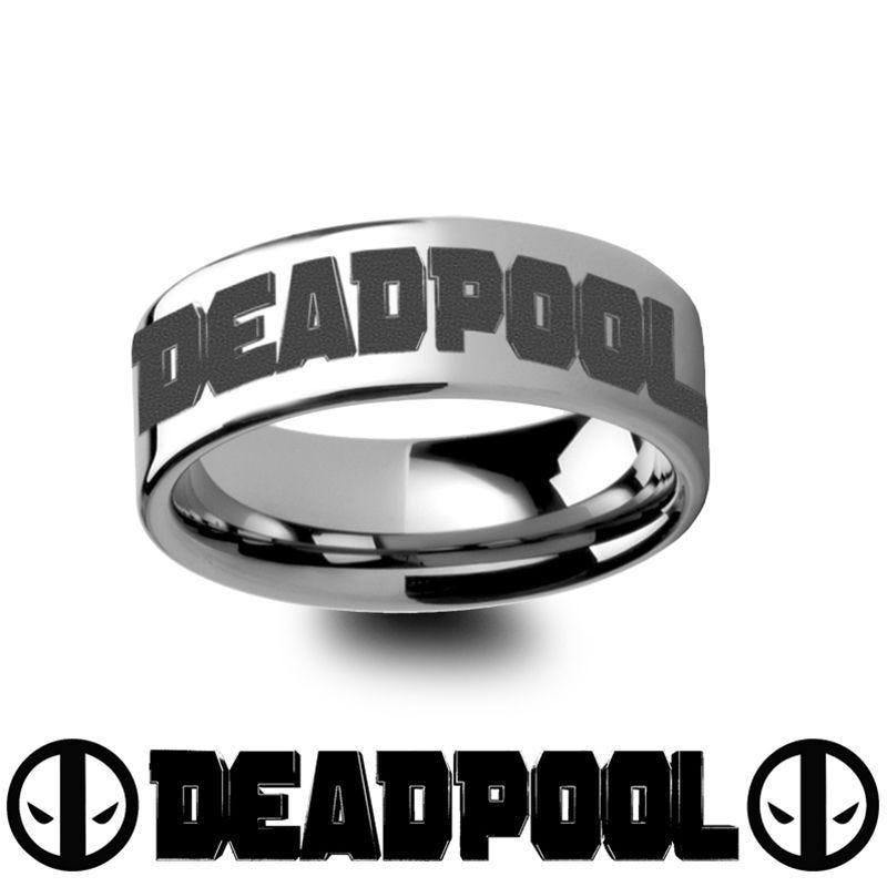 Deadpool Title Mercenary Super Hero Movie Tungsten Engraved Ring Jewelry - 10mm - 12mm
