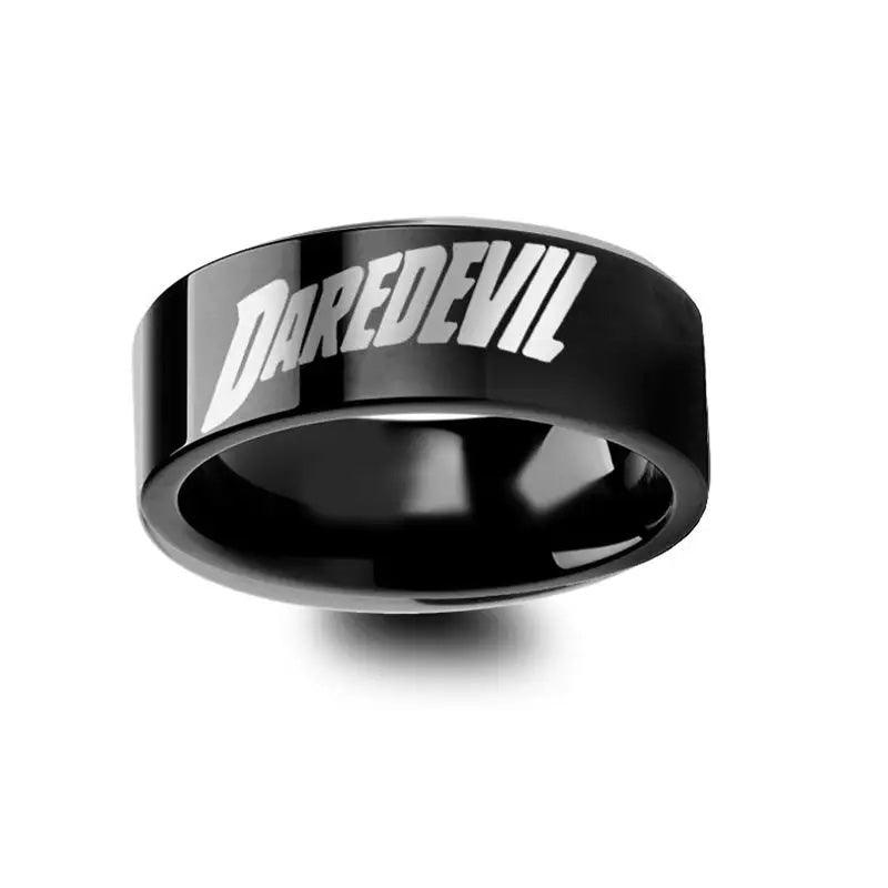 Daredevil The Man Without Fear Superhero Symbol Engraved Black Tungsten Ring - 10mm - 12mm