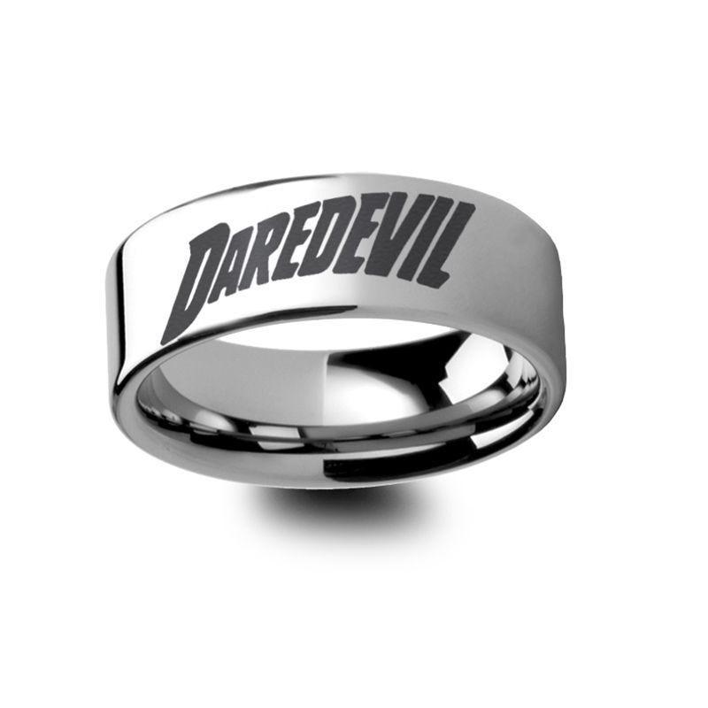 Daredevil The Man Without Fear Superhero Symbol Engraved Tungsten Ring - 4mm - 8mm