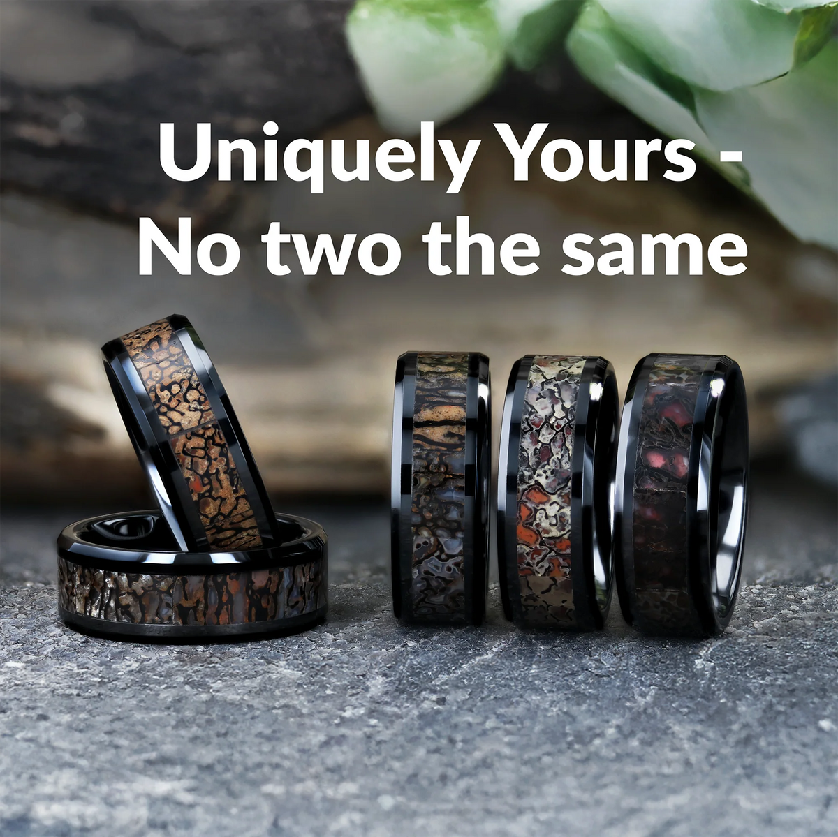 SILURIAN Dinosaur Bone Inlaid Black Ceramic