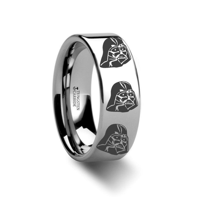 Darth Vader Star Wars Polished Tungsten Engraved Ring Jewelry - 4mm - 8mm