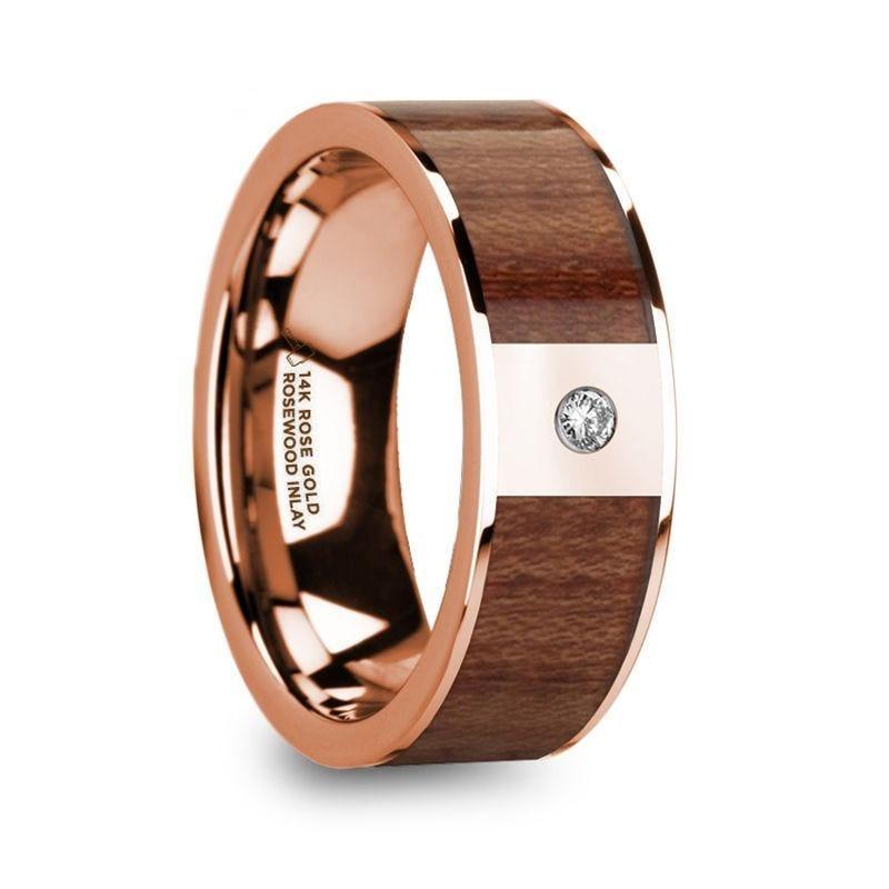 THANASIS 14k Rose Gold Rosewood Inlay