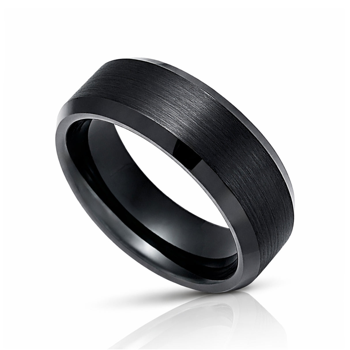 6mm -10mm Black Tungsten Carbide Wedding Ring with Brushed Center