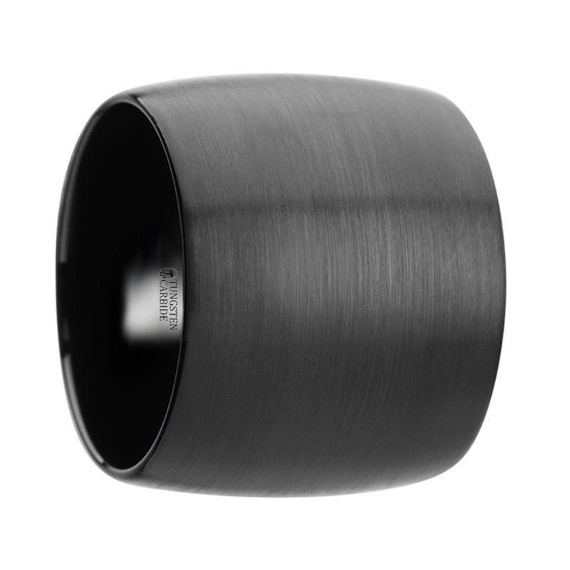 RAIDER Domed Brush Finished Black Tungsten Wedding Band - 2mm - 12mm
