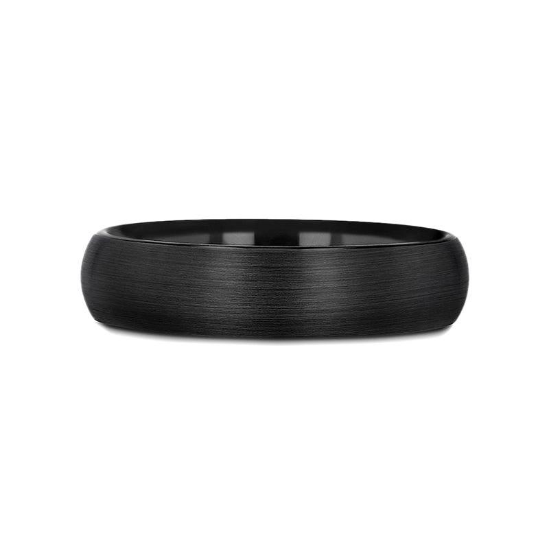 RAIDER Domed Brush Finished Black Tungsten Wedding Band - 2mm - 10mm