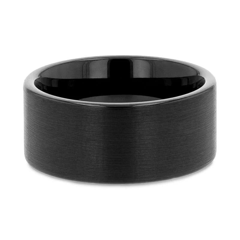 SAN ANTONIO Flat Black Tungsten Carbide Band