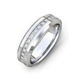 6mm - Tungsten Carbide Wedding Band Fully Stacked Cubic Zircon Beveled Edge Comfort Fit