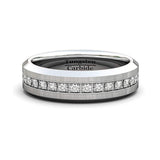 6mm - Tungsten Carbide Wedding Band Fully Stacked Cubic Zircon Beveled Edge Comfort Fit