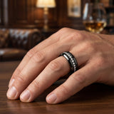 Blackout Crown 8mm Black Tungsten Wedding Band with White CZ Stones
