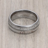 8mm - Tungsten Wedding Band, Antler Meteorite Inlay, Man & Women, Tungsten Ring