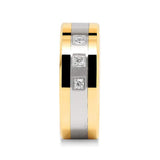 8mm - Tungsten Rings for Men Gold Silver, Diamond Wedding Bands, 3 CZ diamonds