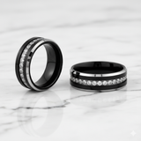 8MM - TUNGSTEN WEDDING BAND Polished Edges CUBIC ZIRCON BEVELED EDGE