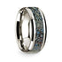 14k White Gold Polished Beveled Edges W/ Blue Dinosaur Inlay - 8mm
