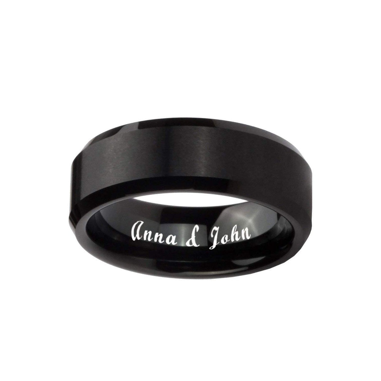 8mm- Rose Gold Arrow Ring, Tungsten Dome Ring, W/ Purple Agate & Meteorite Inlay