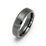 6mm Gun Metal Tungsten Carbide Wedding Band with Beveled Edges