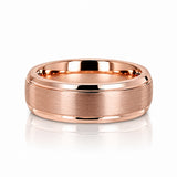 Rose Gold Tungsten Wedding Band Women, Brushed finish Stepped Edges, 4mm-8mm
