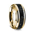 14K Yellow Gold Polished Beveled Edges W/ Lava Inlay - 8mm