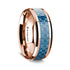 14k Rose Gold Polished Beveled Edges W/ Blue Carbon Fiber Inlay - 8mm