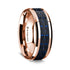 14K Rose Gold Beveled Edges W/ Black & Dark Blue Carbon Fiber Inlay - 8mm
