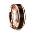 14k Rose Gold Polished Beveled Edges W/ Black Walnut Inlay - 8 mm