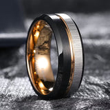 BLACKFORGE – Black & Gold Brushed Tungsten Ring – 8mm