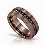 ARTEMIS 8mm Espresso Tungsten Carbide Ring with Black Sapphires