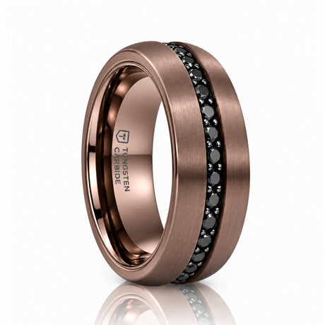 ARTEMIS 8mm Espresso Tungsten Carbide Ring with Black Sapphires