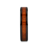 ACACIA Koa Wood Inlaid Black Ceramic Ring with Bevels - 4mm - 8mm