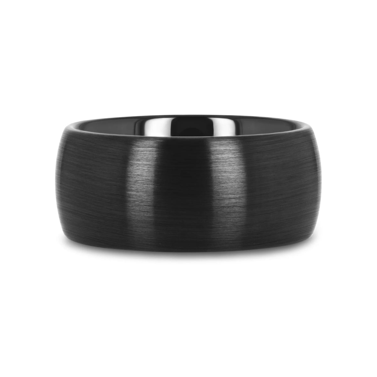 ATTOR Domed Brush Finished Black Ceramic Wedding Band - 10mm - 12mm