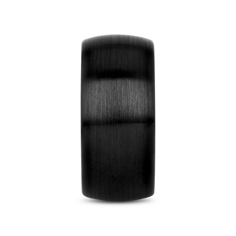 ATTOR Domed Brush Finished Black Ceramic Wedding Band - 10mm - 12mm