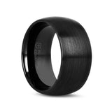 ATTOR Domed Brush Finished Black Ceramic Wedding Band - 10mm - 12mm