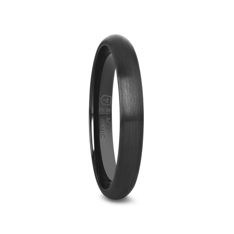 ATTOR Domed Brush Finished Black Ceramic Wedding Band - 2mm - 12mm