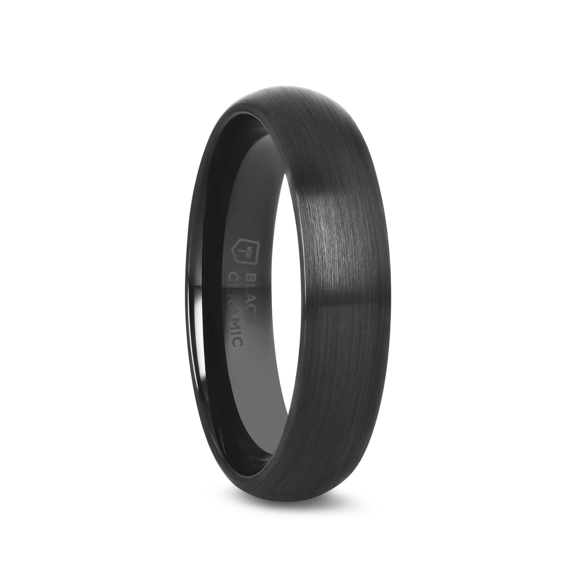 ATTOR Domed Brush Finished Black Ceramic Wedding Band - 2mm - 12mm