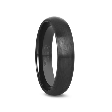 ATTOR Domed Brush Finished Black Ceramic Wedding Band - 2mm - 12mm