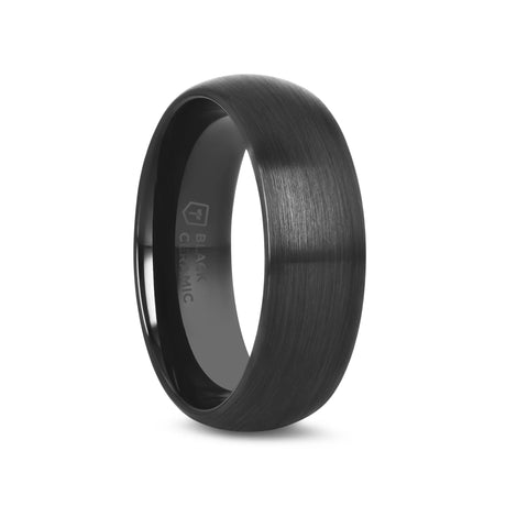 ATTOR Domed Brush Finished Black Ceramic Wedding Band - 2mm - 12mm