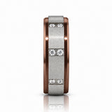 BEOWULF 8mm Espresso Tungsten Carbide Wedding Band with Channel-Set Diamonds