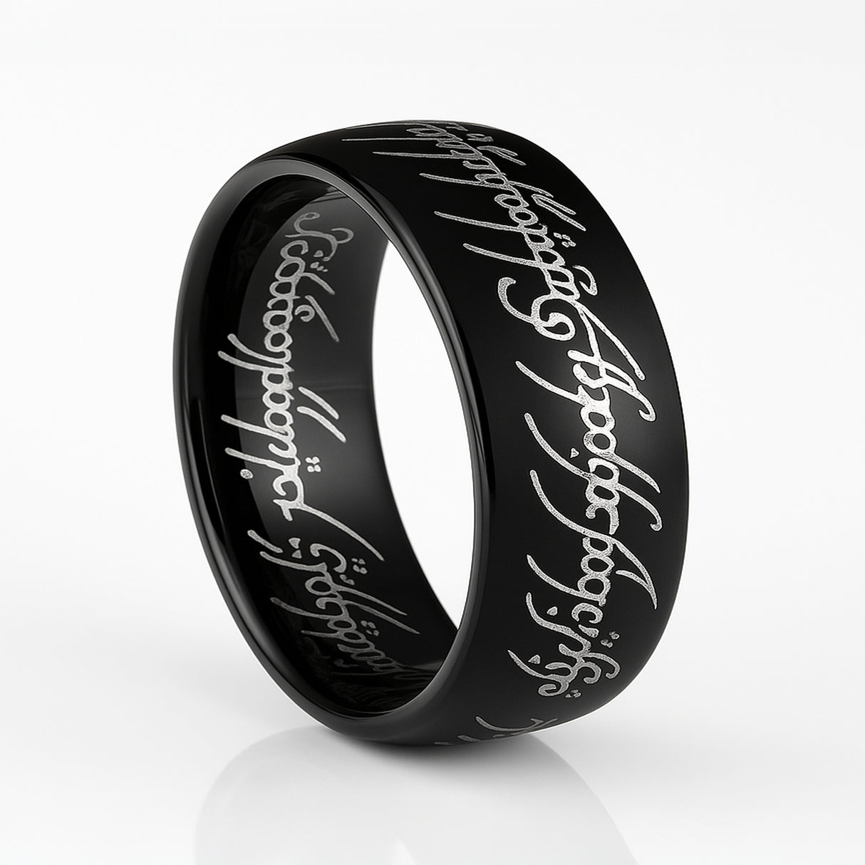 LOTRR Black Personalized Custom Elvish Ring inside outside engraving 4mm - 10mm