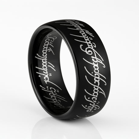 LOTRR Black Personalized Custom Elvish Ring inside outside engraving 4mm - 10mm