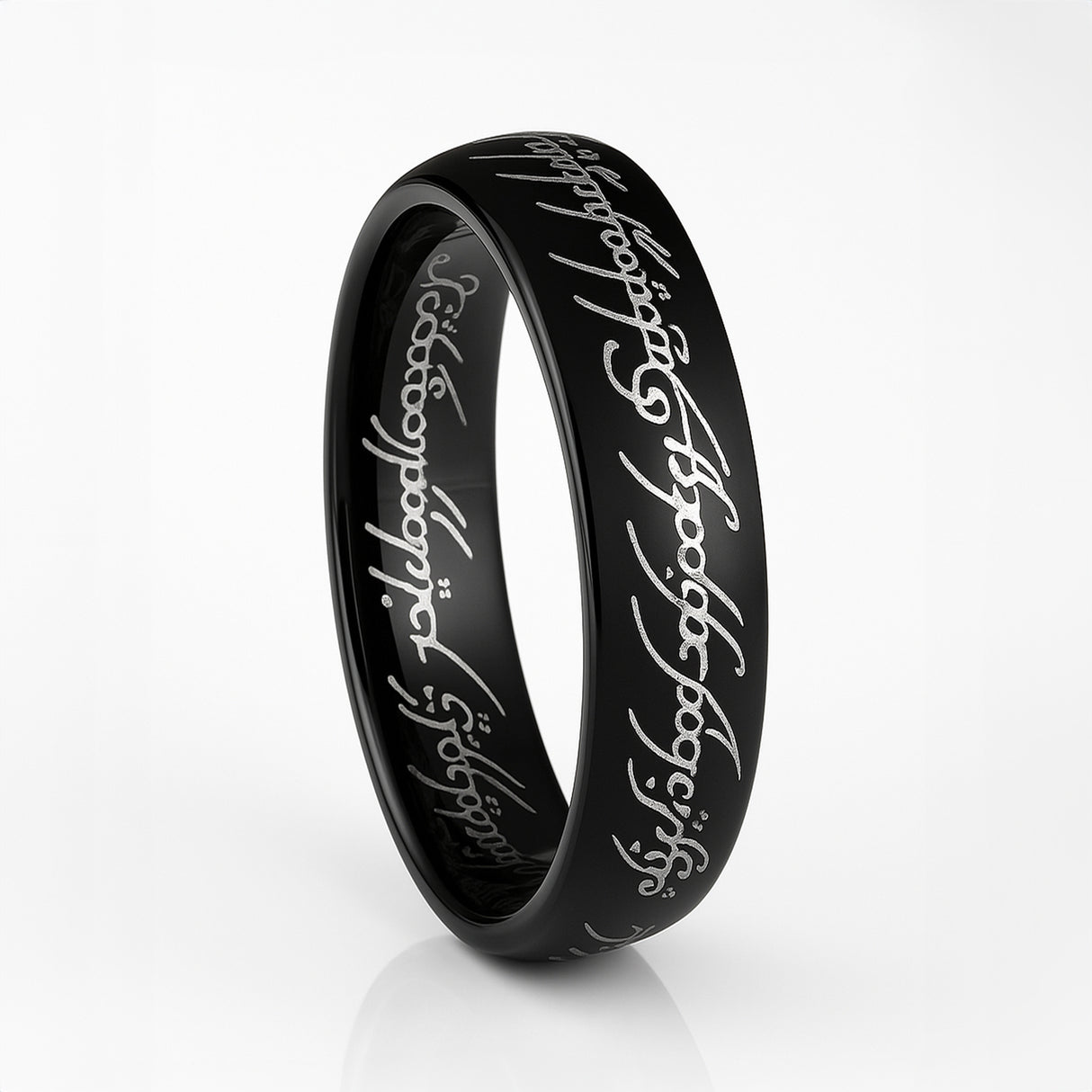 LOTRR Black Personalized Custom Elvish Ring inside outside engraving 4mm - 10mm