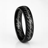 LOTRR Black Personalized Custom Elvish Ring inside outside engraving 4mm - 10mm
